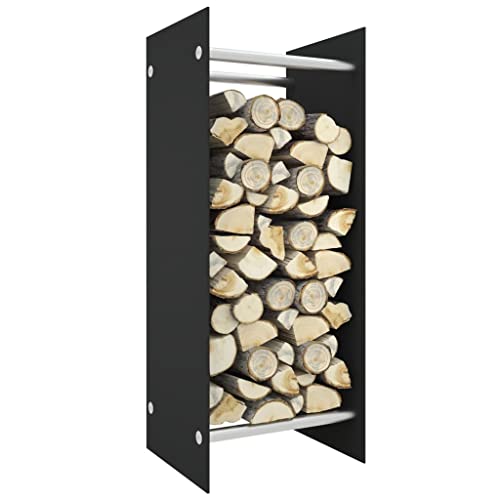 WXPWAMZ Firewood Rack Black 40X35X100 Cm Tempered Glass,Item Colour-Black