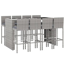 DYRJDJWIDHW Clearance Outdoor Furniture Sets,muebles para patios exteriores,9 Piece Patio Bar Set with Cushions Gray Poly RattanSuitable for Patio, Garden, Gazebo Low