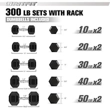 RitFit Rubber Hex Dumbbells Set with Optional Rack 300 LB - Home Gym and Fitness