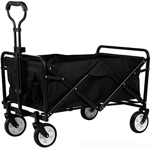 Outdoor Utility Wagon Garden Troey Carts Folding Garden Beach ping Camping Cart Foldable Wagon Troey (Color : Black Size : One Szie)