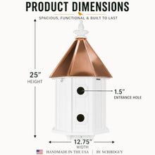 NC Birdguy Handmade Copper Roof Two-Story 8-Compartment Birdhouse (H14C)