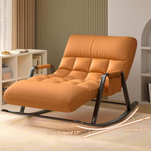 Upholstered Rocking Chair, Double Rocker Chair with Side Pocket, Modern Chair with Backrest, Armchair with Foot Lever, Bearing Capacity 250KG, for Bedroom, Living Room，Orange Black Frame