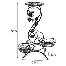 SIDUFHAOPKLL European Wrought Iron Flower Stand Indoor Multi-story Living Room Green Rack Floor-standing Balcony Pot Shel(Black)