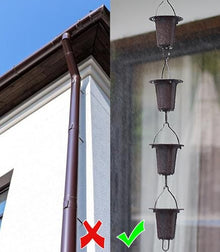 YUSIWOAL Japanese Cup Rain Chain, Aluminum Alloy Downspout Alternative, 5 Cups Per Meter, Adjustable Length for Garden Yard Patio, Rust-Resistant Metal Water Feature Decor(4 m (13ft))