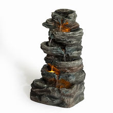 6-Tier Cascading Stone Water Fountain with 3 Warm LED Lights, Freestanding Outdoor Indoor Waterfall Feature, Resin Rock Style Decor for Garden Patio Yard Deck Porch Meditation Space
