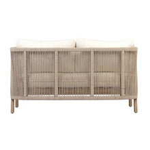 Christopher Knight Home Dalba Acacia Wood Outdoor Loveseat Sofa, Solid Wood Patio 2 Seater Sofa with Removable Cushion, Comfy Lounge Sofa Outdoor, Hand-Woven Rope Accent, Light Teak+Beige