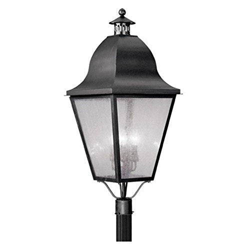 Livex Lighting 2554-04 Outdoor Post with Seeded Glass Shades, Black