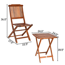 YWangQiang 3PCS Patio Folding Wooden Bistro Set Cushioned Chair Conversation Table Chair Seat Cushion
