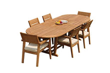 WholesaleTeak 7-Piece Grade-A Teak Wood Dining Set with Double Extension Oval Table and 6 Vellore Stacking Arm Chairs Teak