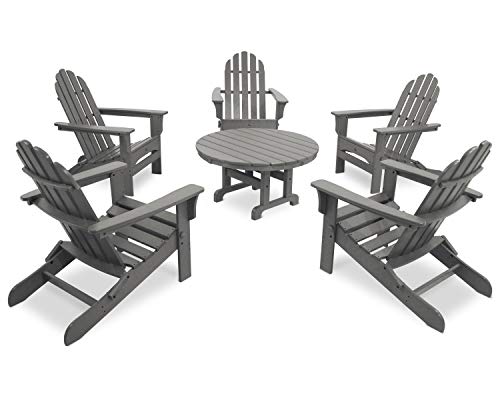 TREX Outdoor Furniture Cape Cod 6-Piece Folding Adirondack Chair Conversation Set Stepping Stone