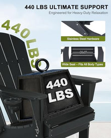 ABCPATIO Set of 6 Adirondack Chair HDPE Cup Holders Heavy Duty Patio Black