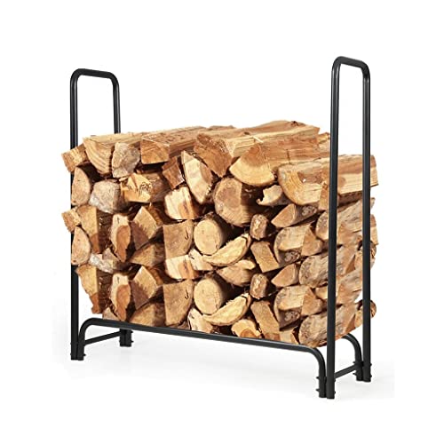 EliteBloom Firewood Storage Rack Simple Iron Fireplace Tools Firewood Wood Firewood Shelf Flooring Home Wood Storage Rack (Black 124 * 36 * 123Cm)
