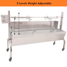DEWOSEN 50W Rotisserie Grill With Wind Screen - 51 Inch BBQ Outdoor Pig & Lamb Spit Roaster - 132LBS/60KG Stainless Steel Charcoal Spit Rotisserie Grill for Camping & Outdoor Barbecue