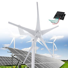 SAIYERUS Wind Turbines, 5 Blade Professional Wind Turbines Small Windmill Generator 12000W Industrial, Solar and Wind Power Parts and Accessories, 3 Phase AC Permanent Magnet Generator,White-24V