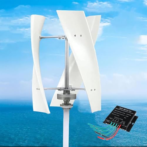 CLPYING 12V/24V/48V/110V/220V Wind Power Turbine Generator, 18000W Vertical Wind Turbine Power Generator Kit DIY Portable Helix Natures Generator with Controller & Windmill(White,48V)