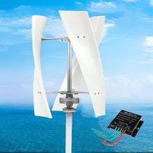 CLPYING 12V/24V/48V/110V/220V Wind Power Turbine Generator, 18000W Vertical Wind Turbine Power Generator Kit DIY Portable Helix Natures Generator with Controller & Windmill(White,48V)