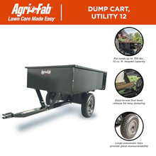 Agri-Fab Steel Utility Lawn and Garden Dump Cart for Riding Lawn Mowers, 750 lb Capacity with 12 Cu Ft Steel Bed and Pneumatic Tires