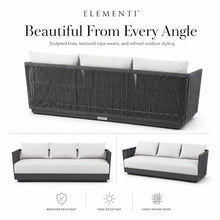 Outdoor Couch Elementi Capri Patio Sofa, 3 Seat Outdoor Furniture Sofa with Aluminum Rope Frame and Sunbrella Canvas Granite 5402 Cushions, Dark Gray, 88 x 29.9 x 25.6 in