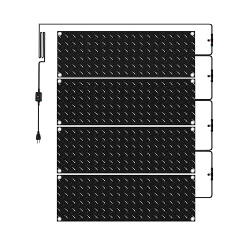 Electric Snow Melting Mat，Heated Mats for Winter Snow Removal with 6 ft Power Cord, 2 in/h Ice Melting Speed, for Stairs, Decks, Sidewalks, and Residential/Industrial Use 10x30in(25.4x76.2cm)-4pcs