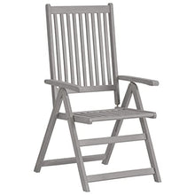 KTHLBRH 8-Piece Outdoor Reclining Chair Set with Grey Beige Cushions, Solid Acacia Wood Patio Seating for Terrace Garden