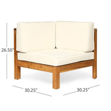 Christopher Knight Home Oana Outdoor V-Shaped Sectional Sofa Set - 5-Seater - Acacia Wood - Outdoor Cushions - Teak and Beige