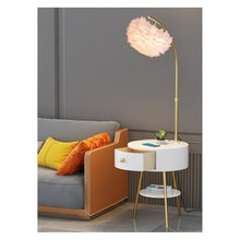 LUYOUBOZHU Floor Lamp Farmhouse Floor Lamp with Side Table & Drawers, Adjustable Reading Light(Gray)