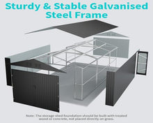 20 x 13 FT Outdoor Storage Shed, Large Metal Garden Shed with 2 Lockable Doors, Tool Sheds Outdoor Storage with 4 Air Vents, Garage Sheds Waterproof for Car, Truck, Bike, Garbage Can, Tool, Dark Gray