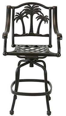 Patio Land Palm Tree Outdoor Patio Set 8pc Swivel Barstools Dark Bronze
