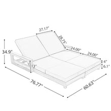 Christopher Knight Home Mari Acacia Wood Chaise Lounge Chair Outdoor, Spacious Double Outdoor Chaise Lounge with 3-Fold Cushions, 4 Position Adjustable Backrest Pool Lounger, Light Natural + Cream