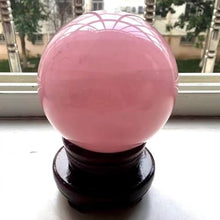 FOTCFATEV Decorative Rose Quartz Crystal Stone Ball Figurines Ornament Rock Sphere Home Office Decor Gift Prop with Stand,14cm