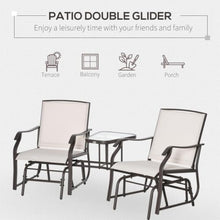 Hassyee Outdoor Glider Chairs with Coffee Table and Metal Frame for Poolside, Lawn, Patio Furniture Set with Breathable Mesh Seats and Foot Pads for Garden, Backyard, Balcony