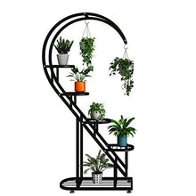 OKPJFHS Indoor Plant Stand Modern Metal Flower Shelf, Multipurpose Plant Stands,5Tier Tall Plant Stand, Large Curved Bonsai Display Rack, for Home Patio Lawn Garden Balcony,Black(Black