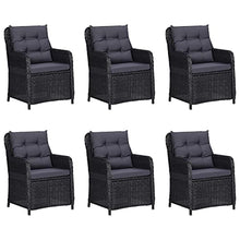Heofavd 7 Piece Outdoor Dining Set BlackPowder-Coated Steel Frame with Acacia Wood Tabletop 78.7"x39.4" Patio Furniture Set for Garden Terrace and Balcony