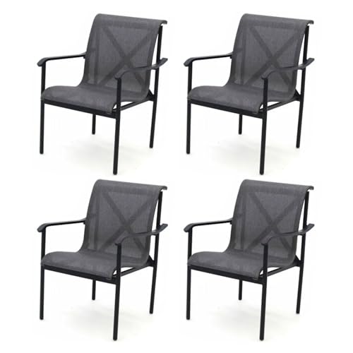 Four Seasons Courtyard Norwalk Patio Dining Arm Chairs, Gray, 4-Pack