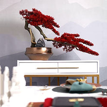 Artificial Bonsai Artificial Tree Bonsai Creative Red Leaf Tree Bonsai Golden Flowerpot Stone Landscaping Living Room Office Study Decoration Fake Plants for Home Office