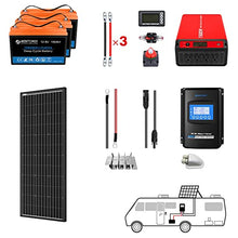 ACOPOWER 300Ah Battery 200W Solar Power System: 3PCS 100Ah Lithium Batteries+1500W Inverter+1PCS 200W Mono Solar Panels+30A MPPT Controller, for RV Boat 12V Off Grid Complete Solar Kit