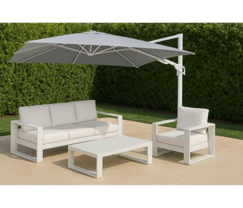 OROTLECT 10 ft. x 13 ft. Rectangle Aluminum Cantilever Tilt Outdoor Parasol Patio Umbrella with Granite Base in Mouse Gray