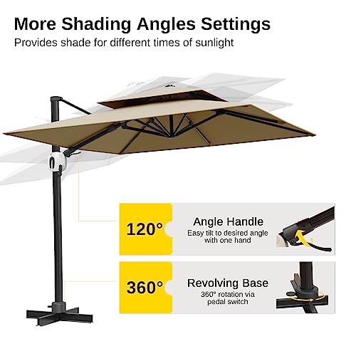 EAST OAK 10ft Square Patio Umbrella Tan