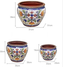 FAFACAI Flower Pots Flower Pot Planter, Outdoor/Indoor Unbreakable Ceramics Flowerpot Country Courtyard Garden Decoration, Large Diameter-C||L (Color : D, Size : M) (C Medium)