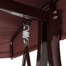 Generic 3-Person Steel Patio Bench with Side Tables Canopy Brown
