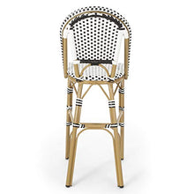Christopher Knight Home Kinner Outdoor Barstool Black White Bamboo Print Finish