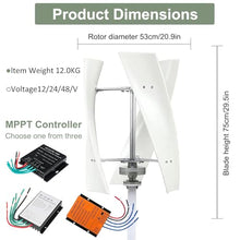 Eastnmythet 12000W Wind Turbine Generator for House, AC Permanent Magnet Wind Generator with Wind-Solar Controller, Vertical Wind Power Generator,12V
