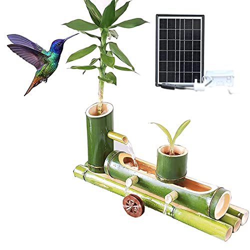 ERoomQ Water Features for The Garden Solar Powered Bird Bath Water Feature Pumping Machine Bamboo Fountain This is A for Friends,Good for Health,Cool in Summer and Warm in Winter(80cm)
