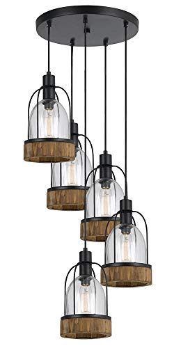 Cal Lighting FX-3584-5 Restoration Five Light Pendant from Beacon Collection in Bronze/Dark Finish, 20.00 inches