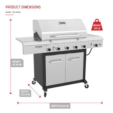 Nexgrill Deluxe 5-Burner Gas Grill, Ceramic Side Burner with Side Table
