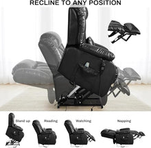 UOPYNE Power Lift Recliner Chair with Massage and Heating, Large Electric Leather Sofa for Seniors with Double Lumbar Support, Living Room Seating with USB and Remote Control