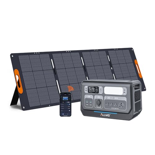 ALLWEI Solar Generator 2400W with 1x 200W Solar Panel LiFePO4 Power Station