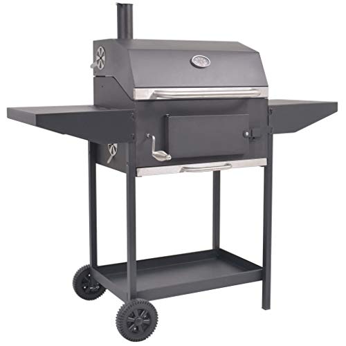 Outdoor Charcoal Barbecue Grill with Bottom Shelf and 2 Wheels, Heavy-duty Smoker Grill, Steel BBQ Stand for Picnics Parties Outings 50" x 25.2" x 49.2"
