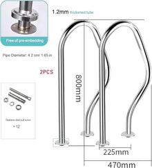 Pool Handrail Swimming Handrail, Pool Safety Hand Rail, Pool Railing, 304 Stainless Steel Kit, Silver, Rustproof Pool Handrail, Humanised Handrail, 200Kg Load Capacity
