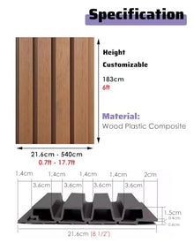 ENHEN Semi-Open Screen Decorative Panel Outdoor - 6ft Height, Heavy Duty Backyard Deck Railing Wood Plastic Composite, Wall Panels for Interior Wall Decor(432cmx183cm/14.2ftx6ft)